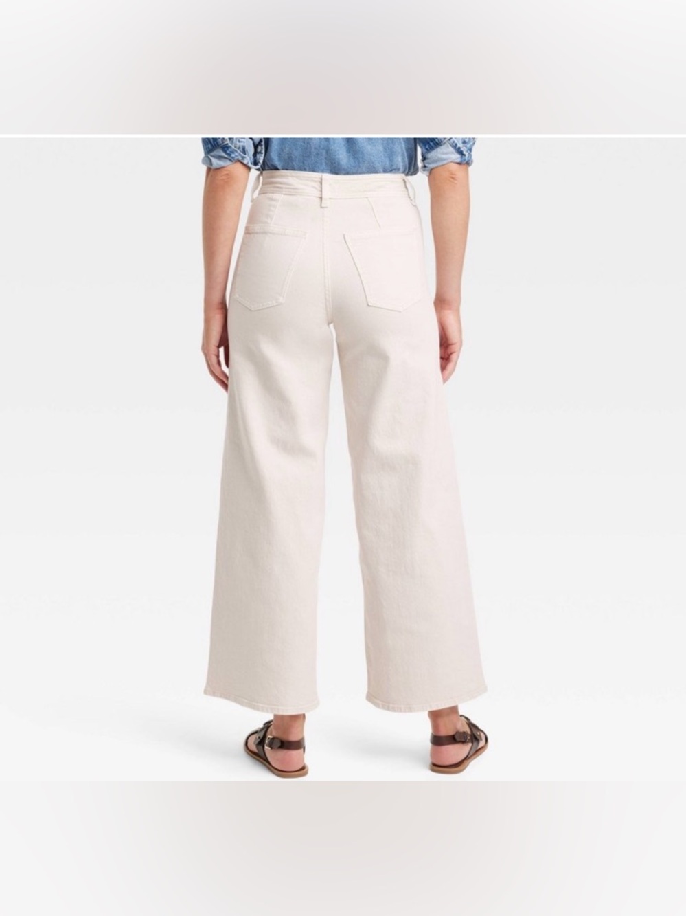 NWT High-Rise Sailor Wide Leg Ankle Jeans Relaxed Fit Universal Thread White 12 - Picture 6 of 11